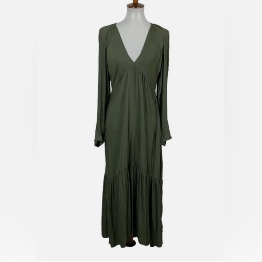 Forest Green Banana Republic Deep V Maxi Dress